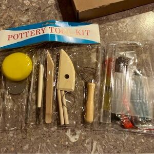 Pottery Tool Kit - Natural Wood & Yellow Set